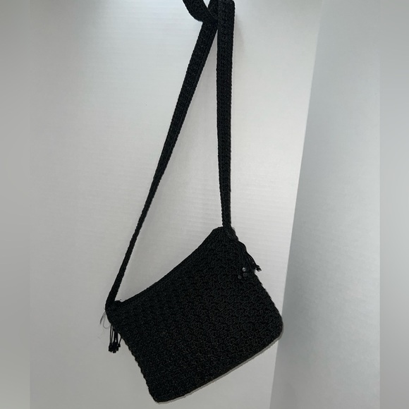 Chic Black Crochet Shoulder Bag - Picture 3 of 12